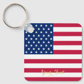 米国国旗の愛国的フェイク金ゴールドモノグラムの キーホルダー (正面)