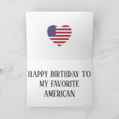 米国国旗の愛国的誕生日 カード (内部)