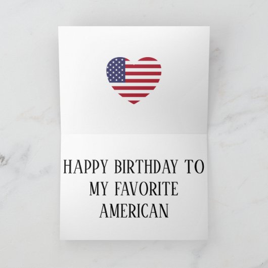 米国国旗の愛国的誕生日 カード (内部)