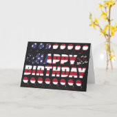 米国国旗の愛国的誕生日 カード (黄色い花)