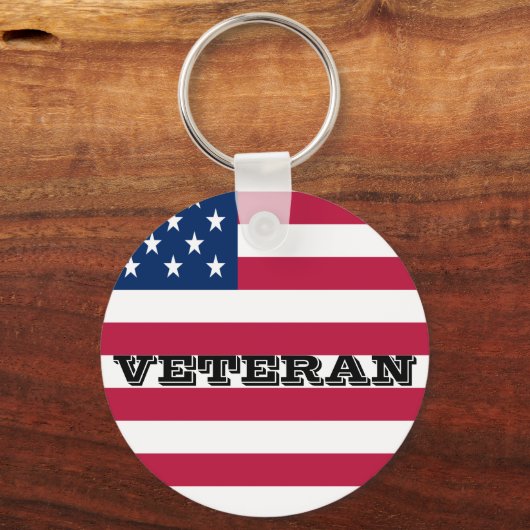 米国国旗の愛国的退役軍人退役軍人 キーホルダー (正面)