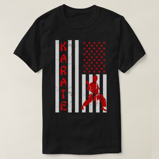 米国国旗の愛国空手 Tシャツ (デザイン正面)