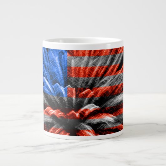 米国国旗の愛国花火 ジャンボコーヒーマグカップ (正面)