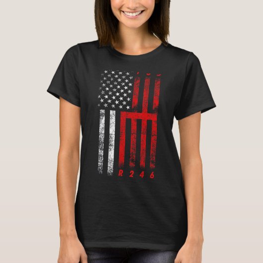 米国国旗の手動変速 Tシャツ (正面)
