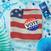 米国国旗の投票ボタン ペーパープレート (パーティー)