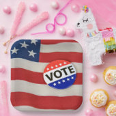 米国国旗の投票ボタン ペーパープレート (パーティー)
