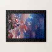 米国国旗の抽象芸術デジタルアート ジグソーパズル (横)