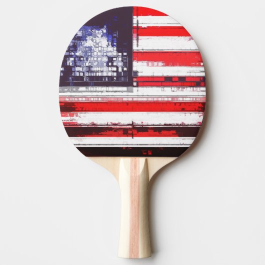 米国国旗の抽象芸術 卓球ラケット (正面)