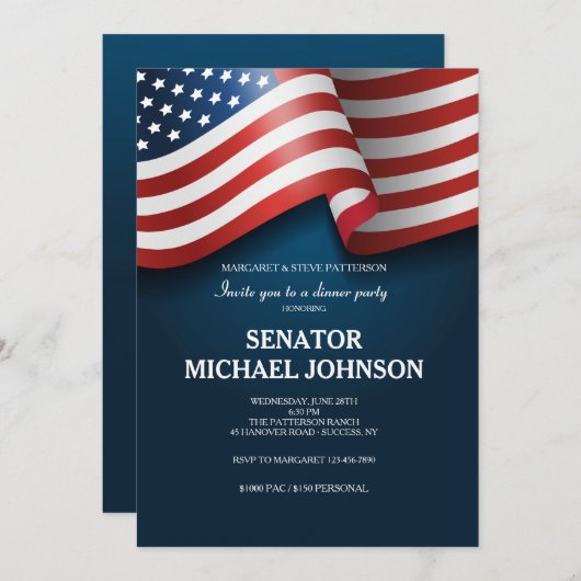 米国国旗の政治的資金調達招待状 招待状 (正面/裏面)