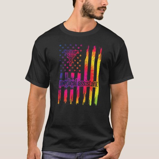 米国国旗の救命救急アシスタント Tシャツ (正面)