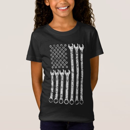 米国国旗の整備士レンチギフトウィメンズ Tシャツ (正面)
