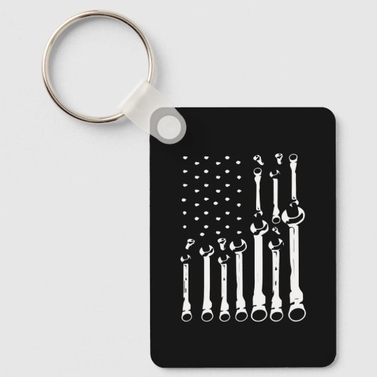 米国国旗の整備士、女性用アメリカ人レンチ キーホルダー (正面)