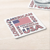 米国国旗の文字パトリオットレッドホワイトとブルー スクエアペーパーコースター (アングル)