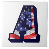 米国国旗の文字"A"大きな写真セラミックタイル タイル (正面)