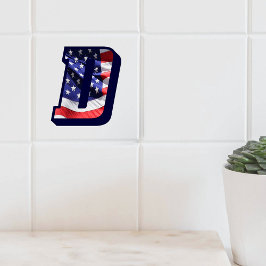 米国国旗の文字"D"大きな写真セラミックタイル タイル