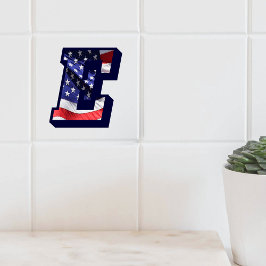米国国旗の文字"E"大きな写真セラミックタイル タイル