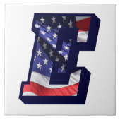 米国国旗の文字"E"大きな写真セラミックタイル タイル (正面)
