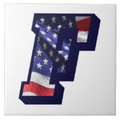 米国国旗の文字"F"大きな写真セラミックタイル タイル (正面)