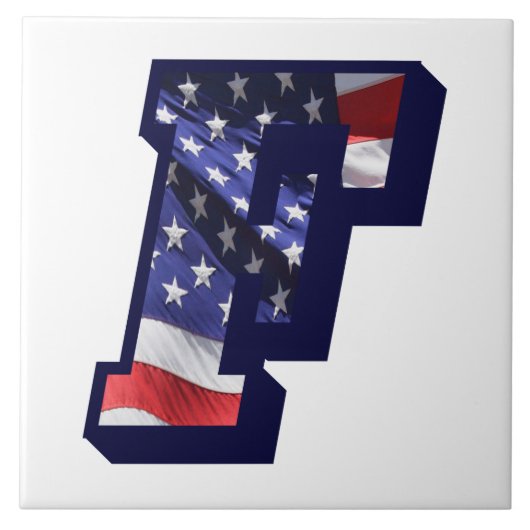 米国国旗の文字"F"大きな写真セラミックタイル タイル (正面)