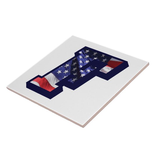 米国国旗の文字"F"大きな写真セラミックタイル タイル (側面)