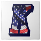 米国国旗の文字「K」大型フォトセラミックタイル タイル (正面)