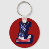 米国国旗の文字「L」 キーホルダー (正面)