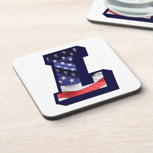 米国国旗の文字「L」 コースター (左側)
