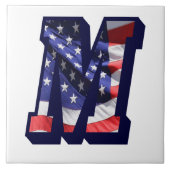 米国国旗の文字"M"大型フォトセラミックタイル タイル (正面)