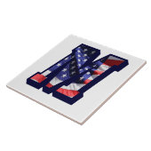 米国国旗の文字"M"大型フォトセラミックタイル タイル (側面)