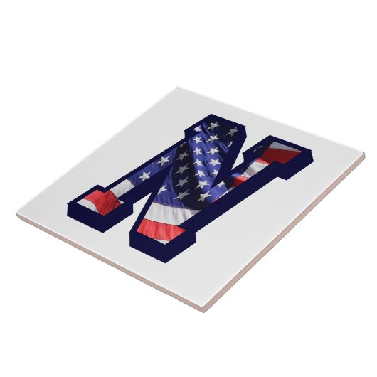 米国国旗の文字"N"大きな写真セラミックタイル タイル (側面)