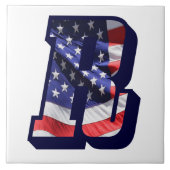 米国国旗の文字"R"大きな写真セラミックタイル タイル (正面)