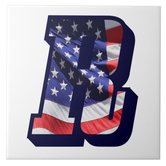 米国国旗の文字"R"大きな写真セラミックタイル タイル (正面)