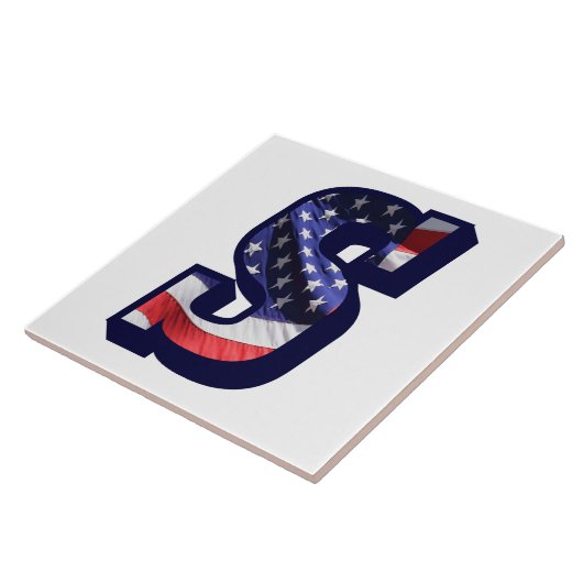 米国国旗の文字"S"大きな写真セラミックタイル タイル (側面)