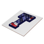 米国国旗の文字"T"大きな写真セラミックタイル タイル (側面)