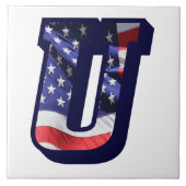 米国国旗の文字"U"大きな写真セラミックタイル タイル (正面)