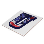 米国国旗の文字"U"大きな写真セラミックタイル タイル (側面)