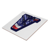 米国国旗の文字"V"大型フォトセラミックタイル タイル (側面)