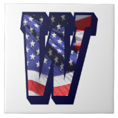 米国国旗の文字「W」大きな写真セラミックタイル タイル (正面)