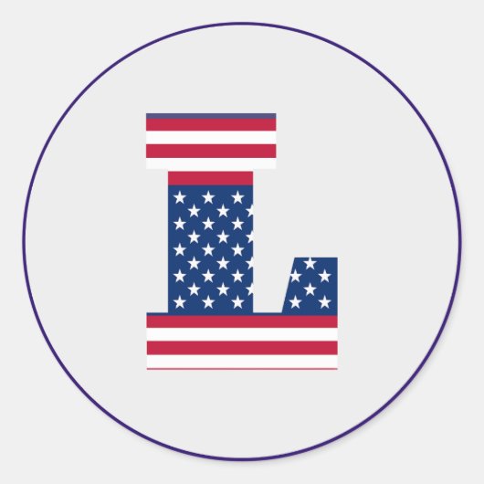 米国国旗の文字L ラウンドシール (正面)