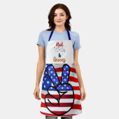 米国国旗の料理エプロン エプロン (着用した状態)