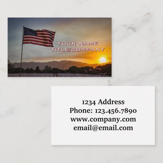 米国国旗の日没の会社名名刺 名刺 (正面/裏面)