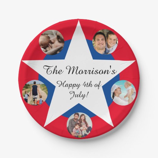 米国国旗の日（日）赤・青・白パップ ペーパープレート (正面)