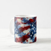 米国国旗の星とストライプインスパイア コーヒーマグカップ (正面左)