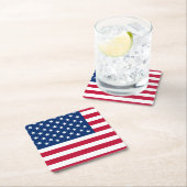 米国国旗の星とストライプ スクエアペーパーコースター (インサイチュ)