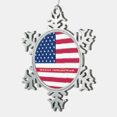 米国国旗の星アメリカストライプ愛国的な休日 スノーフレークピューターオーナメント (右)