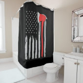米国国旗の消防士の赤い消防士 シャワーカーテン (インサイチュ)