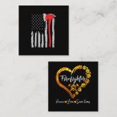 米国国旗の消防士の赤い消防士 スクエア名刺 (正面/裏面)