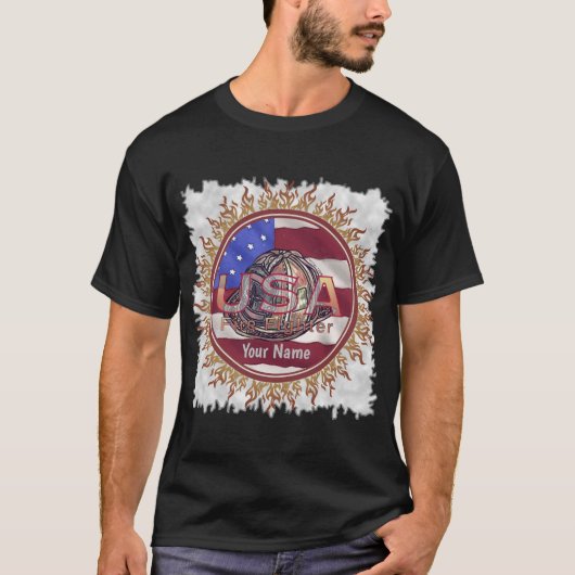 米国国旗の消防士のTシャツ Tシャツ (正面)