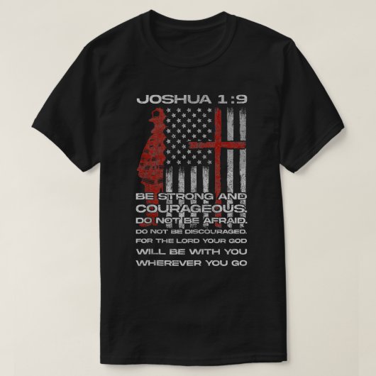 米国国旗の消防士クリスチャン・バイブルTee消防士Fi Tシャツ (デザイン正面)
