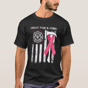 米国国旗の消防士乳がん治療のために闘う Tシャツ